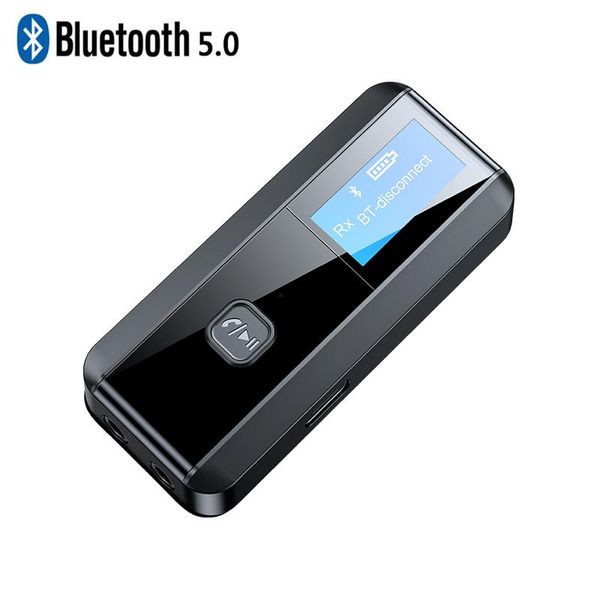 Connectores 5.0 Bluetooth Audio Receiver Transmissor LCD Visor LCD 3,5 mm 3.5 ADAPTOR ADAPTOR AUX Adaptador para TV PC Car Speaker