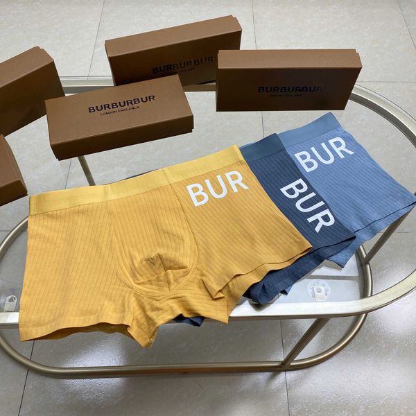 Tasarımcı Lüks Burbrery Mens Klasik iç çamaşırı düz renkli boksör pantolon pamuk nefes alabilen kişiselleştirilmiş konforlu donanımlar üç parça kutu