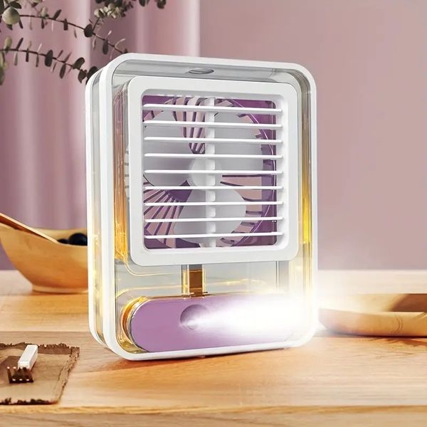 Raffreddatore d'aria evaporativo - Raffreddatore USB Ricaricabile Ventilatore per aria condizionata, Umidificatore da tavolo a 3 velocità Ventola di raffreddamento, Ventilatore elettrico estivo, Potente, Silenzioso