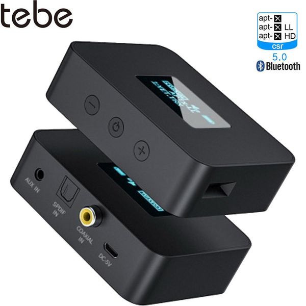 Verstärker Tebe Aptx/aptxll Bluetooth-Sender-Adapter 3,5-mm-Aux-Buchse SPDIF Drahtloser Audio-Musik-Sender mit LCD-Bildschirmanzeige