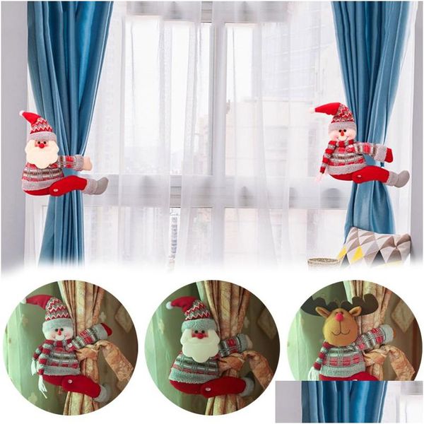 Decorazioni natalizie Supporto per fibbia per tende Babbo Natale Pupazzo di neve Alce Tie-Back Camera da letto Gancio di fissaggio Morsetto Decorazioni per la casa Drop Delivery Ga Dhsqa