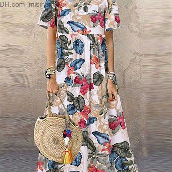 Vestidos Casuais ZANZEA Bohemian Holiday Sundress Summer Women Vintage Floral Printed Short Sleeve Beach Dress Loose Long Vestido Robe Femme 220531 Z230703