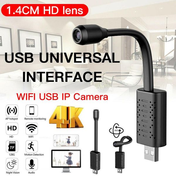 Çıkartmalar 4K Mini USB IP Kamera Kablosuz Akıllı Wifi Güvenlik Kamerası HD 1080P Kamera Gece Görme Hareket Algılama Desteği 64GB Telefon