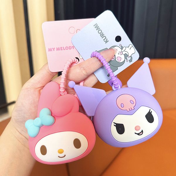 Chaveiro Kawaii Cute Cartoon Kuromi My Melody Silicone Wallet Headset Bag Schoolbag Decoration Gift Mini Coin Bag 2187