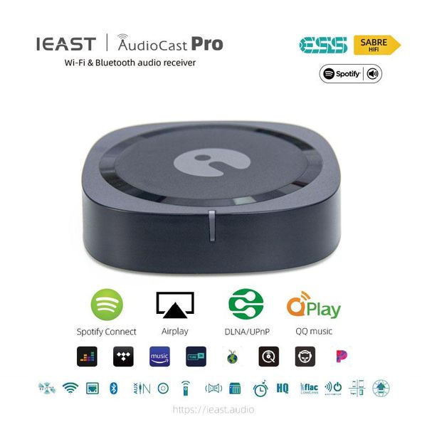 Connectors беспроводной Wi -Fi Bluetooth Audio Receiver Ieast Audiocast M50 Audiocast Pro ESS9023 Поддержка Spotifu Airplay Dlna 24bit/192 кГц