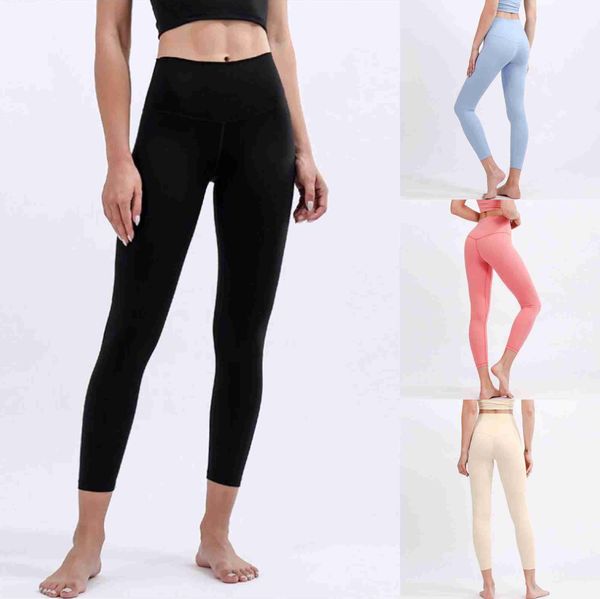 Legging Feminina Yoga Sexy Alta Qualidade Cintura Alta Movimento Multicolor Fitness Exercício Elástico Legging Cor Pura Perfeita