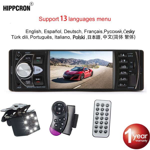 Rádio Hippcron Auto Rádio 1 Din Autoradio 4022D Bluetooth 4.1