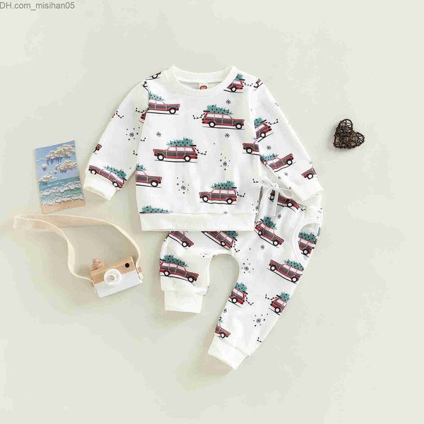 Giyim setleri giyim setleri -09-06 lioraitiin 0-3 yıl Toddler kız bebek erkek çocuk 2pcs noel sonbahar kıyafetleri uzun kollu araba baskılı üst uzun pantolon z230703