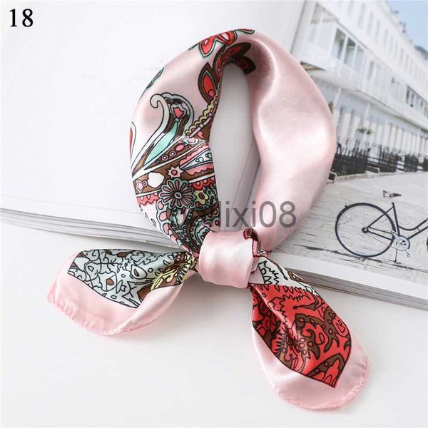 Schals Großhandel Kleine Quadratische Schals Kopftuch Haargummi Neue Satin Schal Frauen Design Druck Foulard Hals Schals Haarband Weibliche Schal J230801