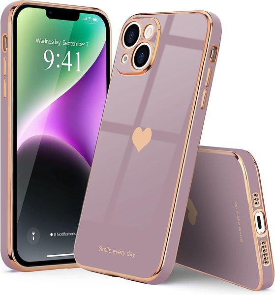 2023 Nuovo design Cute Love Heart Custodia per telefono di lusso per iPhone 14 13 12 11 Pro Max 7 8 per donna Ragazza Placcatura placcata Soft Bling Cover Protezione completa per fotocamera sollevata