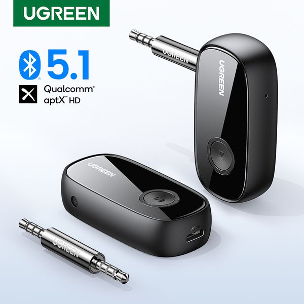 MP3/4 Adaptörler Ugreen Bluetooth Alıcı 5.1 APTX HD 3.5mm Aux Jack Audio Kablosuz Adaptörü Otomobil PC Kulaklıkları Mikrofon 3.5 Bluetooth 5.0 Reseptör 230701