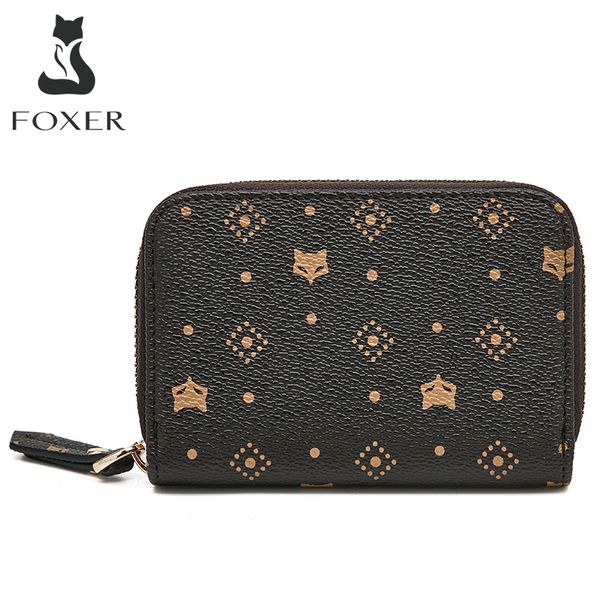 Foxer New Fashion Women Loxury PVC кожаная монета кошелек маленький кошелек на молнии мать короткое сплошное сплошное клатч с несколькими картами