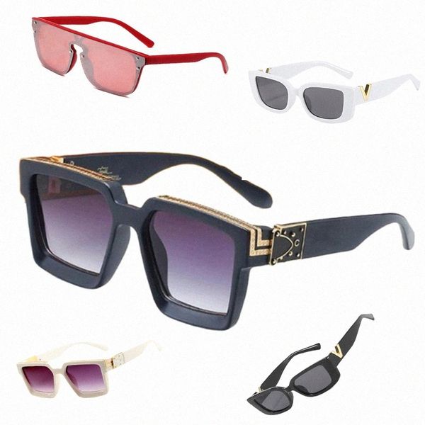 Sonnenbrille Haltung Retro Rechteck Millionäre Vollformat Vintage Oculos de Sol Schwarze Sonnenbrille Damen Polarisierte weiße Rahmen für MQJ5G #