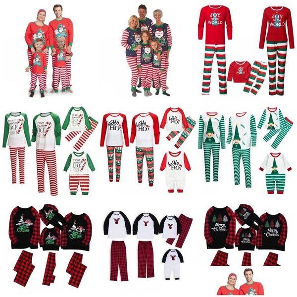 Andere festliche Partyartikel Weihnachten Familienpyjama-Sets Papa Mama Kinder Baby Passende Nachtwäsche Nachtwäsche Drop Lieferung Home Garde Dhz7T