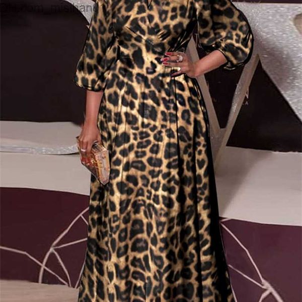 Casual Dresses VONDA Frauen Sommer Party Maxi Kleid Retro Leopard Gedruckt Oversize Sommerkleid Sexy Laterne Hülse Böhmischen Strand Lange Vestido 220531 Z230703