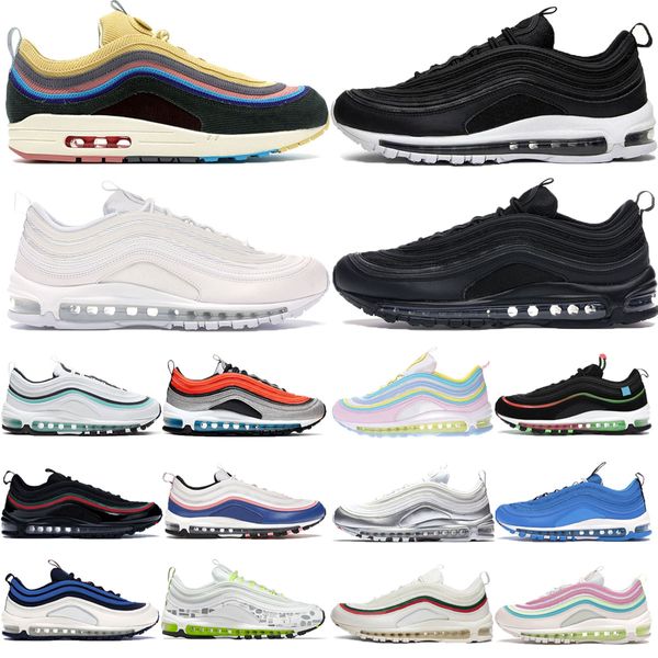 Tênis de corrida 2023 97 chaussure 97s Triple Black Sean Wotherspoon Silver Bullet Bright Citron Gradient Fade Bred Gold masculino feminino tênis esportivo ao ar livre