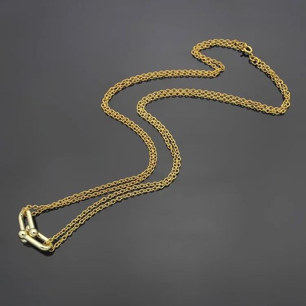 Luxus-Damen-2-U-förmige Halsketten, Designer-Schmuck, Doppelstock-Halskette, komplette Marke wie Hochzeit, Weihnachten