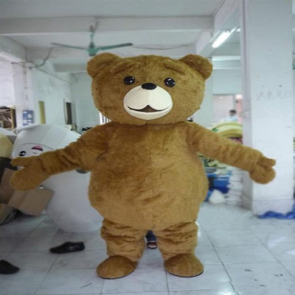 2018 fábrica mascote tamanho adulto desenho animado longo pelúcia ted urso pardo mascote traje mascote fantasia de halloween natal louco 227u