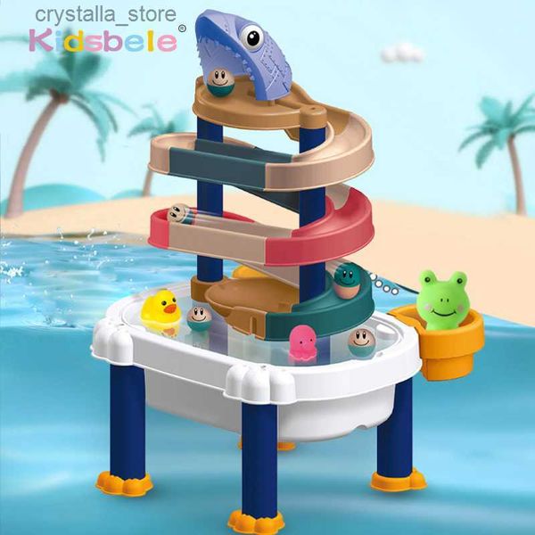 Bath Play Toys Track Block Desk Assemblaggio fai-da-te Giochi da tavolo ad acqua 3 in 1 Vasca da bagno Doccia Kids Summer Toys Bambini Regali per bambini L230518