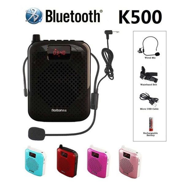 Hoparlörler K500 Mikrofon Bluetooth Hoparlör Taşınabilir Otomatik Eşleştirme Ses Amplifikatörü Megafon Hoparlör USB Şarj Sütunu Tron Smart