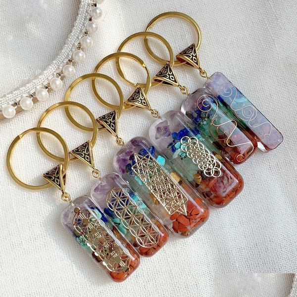 Chaveiros 7 Chakras Orgone Pendum Energia Cristal Chaveiro Cura Amet Chaveiros Para Carro Meditação Reiki Om Lucky Gift Drop De Dhs3H