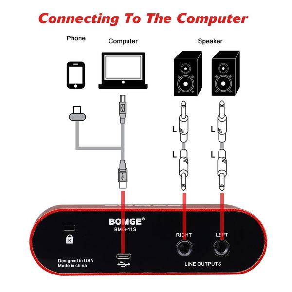 Gitarre Bomge Bmg11s USB-High-End-Audio-Interface der 3. Generation, geeignet für Gitarristen und Produzenten, Aufnahme in Studioqualität