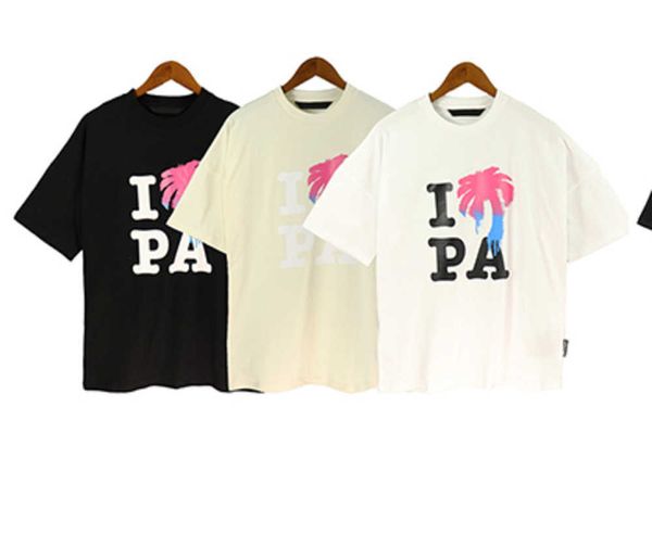 Yeni 2023 Erkek Tasarımcı Gömlek Palmiye Kadın T-Shirt Yeni Köpekbalığı Moda Markası Hindistan Cevizi Baskı Crewneck Gündelik Kısa Kollu Erkek Kadın Tişört