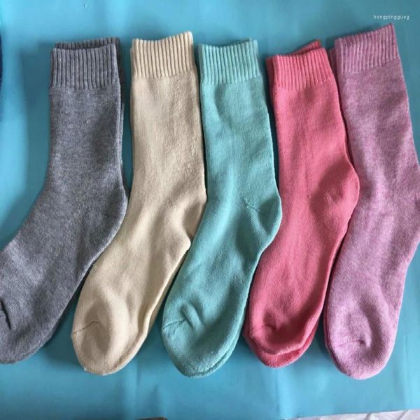 Frauen Socken Herbst Winter Reine Farbe Hohe Qualität Dicke Wolle Thermische Damen Großhandel 5 paare/los