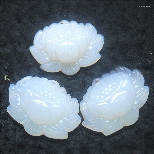 Charms 3PCS Natürliche Halbedelstein Anhänger Lotus Blume Form 30X22MM DIY Mode Schmuck Perlen Zubehör S