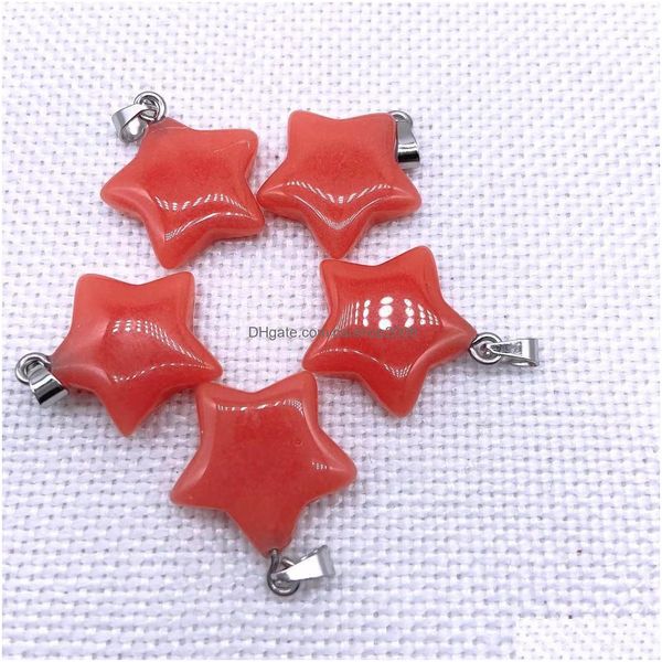 Amuletos em forma de estrela cristal luminoso pedra que brilha no escuro pedras pingente para colares fazer joias mulheres homens 20x6 mm entrega direta dhnwu