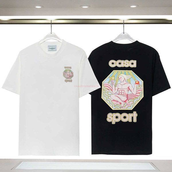 Casa Designer Fashion Clothing Tees Tshirts 2023 Primavera/Verão Novo Casablanca Liberty Torch Letter Manga Curta T-shirt