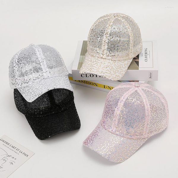 Ball Caps 2023 Berretto da baseball da donna Glitter Mesh Paillettes Hip Hop Ragazze Estate Cappelli femminili per donna Snapback Trucker Hat regolabile