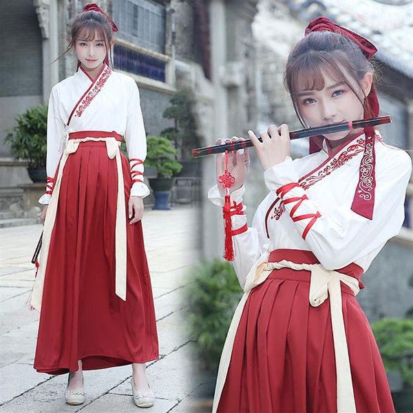 Chinesische traditionelle Dynastie alte Kostüm Frauen Hanfu Kleid Volkstanz Hanfu Elemente der alten Kleidung für Frauen Kostüm266a