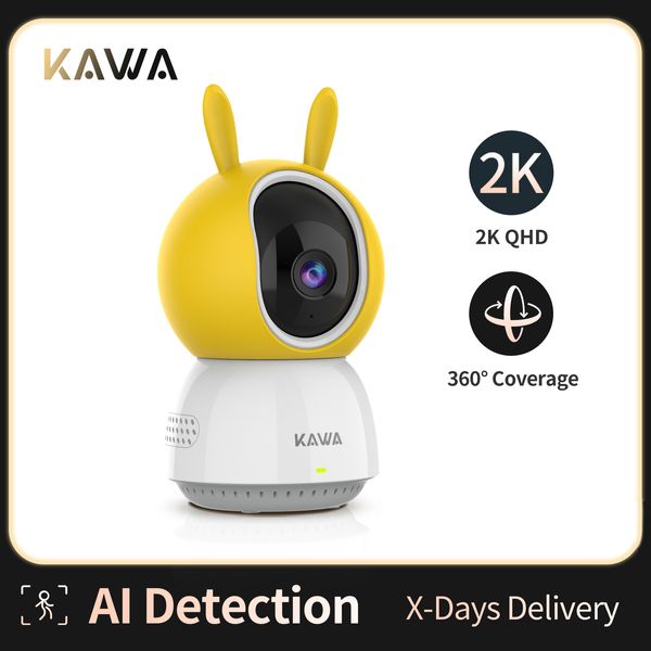 Monitores de bebê KAWA 2K Câmera IP Wifi 360 Câmeras de vigilância de vídeo interno Segurança PTZ CCTV Casa inteligente Sem fio Pet Baby Monitor Track Alexa 230701