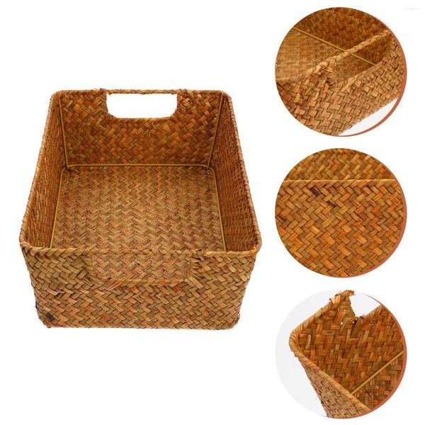 Yemek takımı setleri mutfak saklama kutusu büyük dekoratif sepetler ekmek konteyner rattan ev meyve sebze mat çim masaüstü sundalar