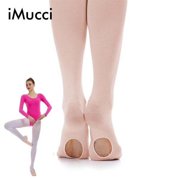 iMucci Calzamaglia convertibile per danza classica da donna Ragazza Leggings in velluto rosa Collant per adulti Calze da danza Ginnastica legging bianca Collant219M