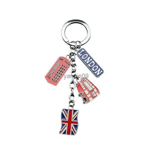 UK Flag Metal Metal Keychain Souvenir Keychain British London Style Keyring Car Keyring Bag Charme Britisch -Thema Keychain L230626