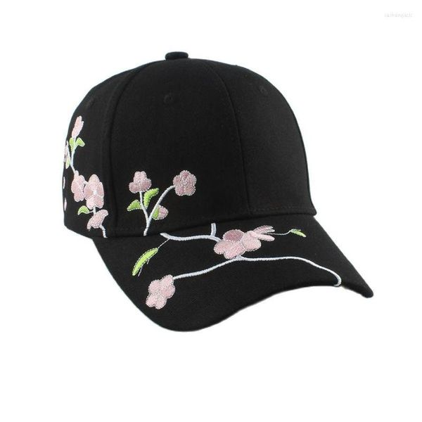 Bonés de Bola Flor Bordado Boné de Beisebol Feminino Verão Ao Ar Livre Viseira Ajustável Chapéu de Sol Moda Feminino Meninas Algodão Hip Hop Snapback