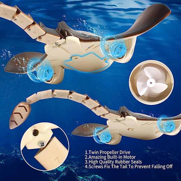 Modelo Conjunto 2 4G Elétrico Controle Remoto Brinquedos Simulação Diabo Peixe Água Criaturas Marinhas Carregamento Sem Fio Animais Presente 230703
