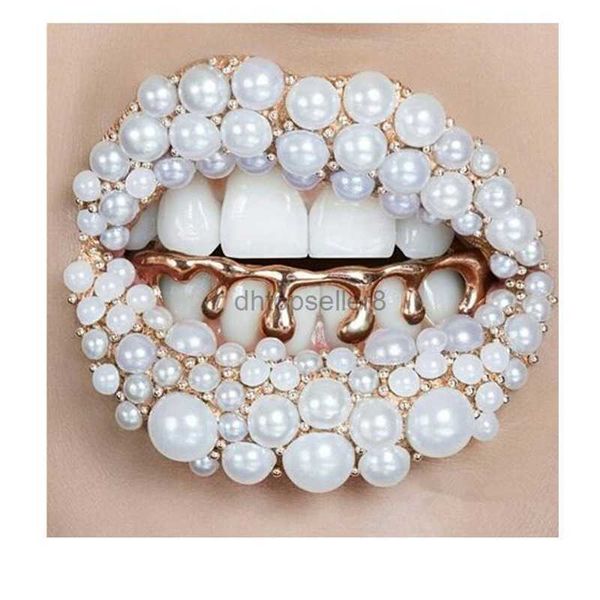 T GG Grills Hip Hop Custom Fit Drip Grillz Placcato oro 14k Denti Hip Hop Caps Griglie inferiori inferiori