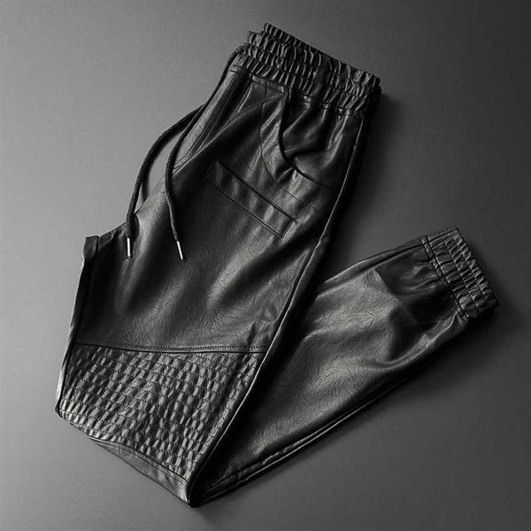 Pantaloni da uomo in pelle di marca Thoshine Pantaloni da jogger in vita elastica di qualità superiore Pantaloni da motociclista in ecopelle Pantaloni Harem 2289U