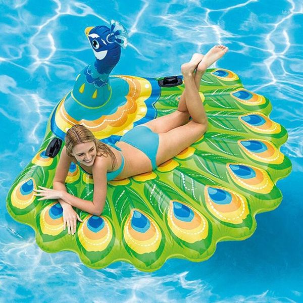 Bóia Inflável Pavão Gigante Bóia de Natação Piscina Ride-On Ring Adultos Crianças Brinquedos de Festa de Natal Água Piscina