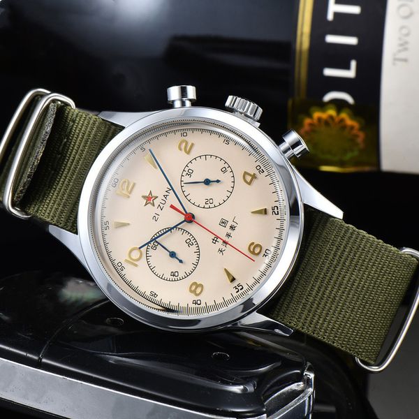 Seagull Pilot Retro Herrenuhr Chronograph Vintage Casual Militärkalender Wasserdicht Tauchen Sport Quarz Designer Uhrwerk Uhren Hochwertige Montre