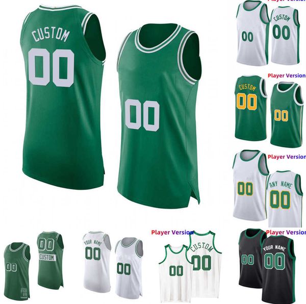 0 Jayson Tatum Authentic Stitched Player Version Basketball 7 Jaylen Brown Jersey Custom Kristaps Porzingis Malcolm Brogdon Derrick White Robert Williams Horford