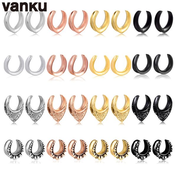 Navel Bell Button Rings Vanku 10pcs Saddle Ear Tunnel Plug Piercing Ring Expander Ear Gauges Acciaio inossidabile 6-25mm Fashion Body Piercing Jewelry 230703