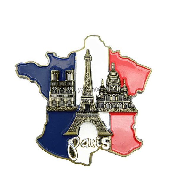 1 pçs criativo 3D ímã de metal França mapa geladeira adesivo resina adesivo Paris turista lembrança decoração de casa dropshipping l230626