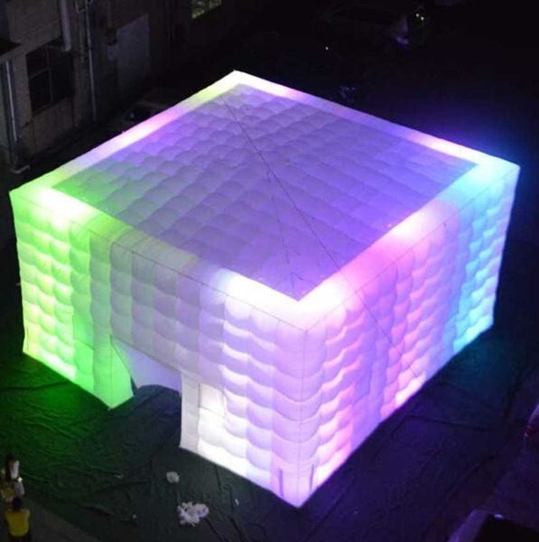 4m-10m New Arriver Branco Inflável Cube Tenda Cubic Marquee House Square Party Casamento Cinema Edifício Personalizado Para EUA