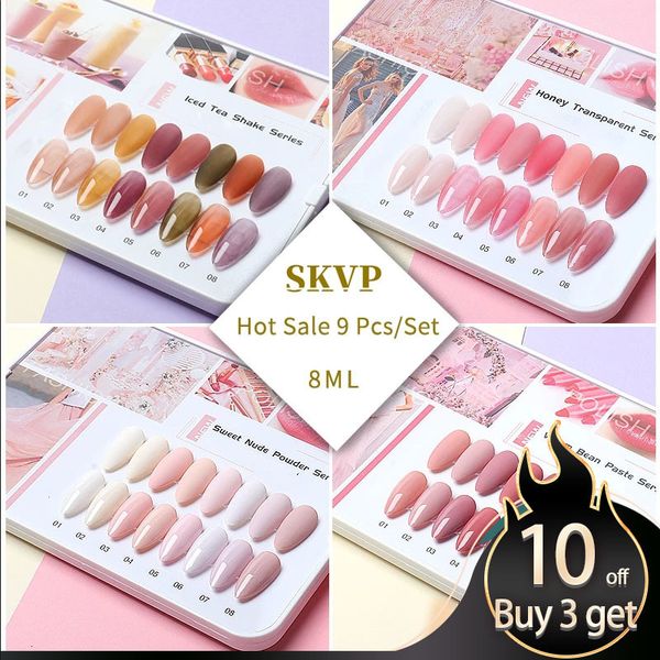 Unghie finte SKVP Gel Nail Polish Kit 8pcsset Nail Kit set professionale Semi Permanente UV Vernice Design Nail Art Gel 8ML Nail Polish Gift 230701