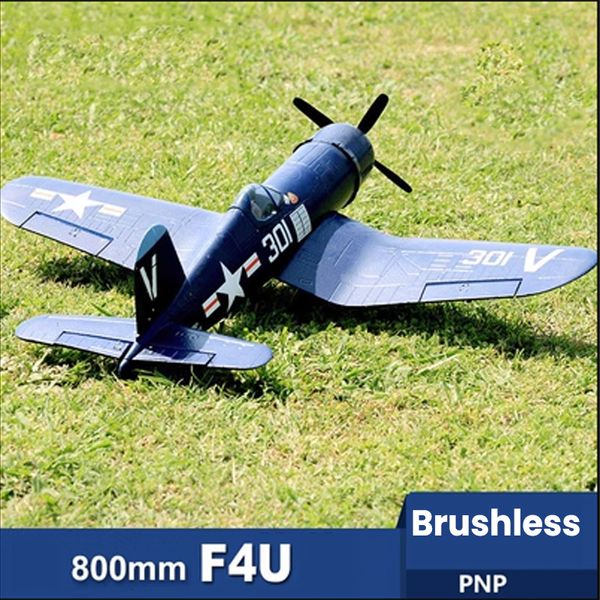 Aereo RC elettrico FMS022 Aereo 800mm F4U Micro Blue PNP Radio Control Warbird Brushless ESC RC Modello Aereo Outdoor 6 Minuti 230703