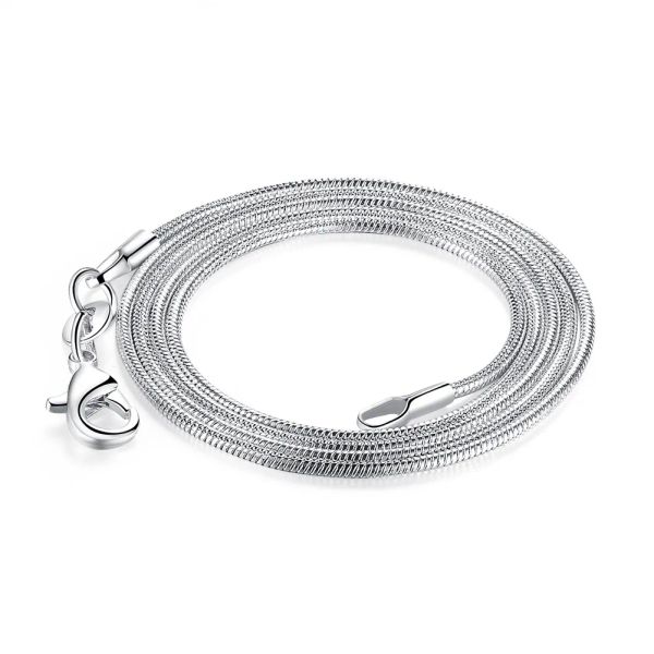 Große Aktion 1MM 925 Silber Schlangenkette Halskette mit Karabinerverschlüssen Schmuckketten für Anhänger DIY 16 Zoll bis 24 Zoll